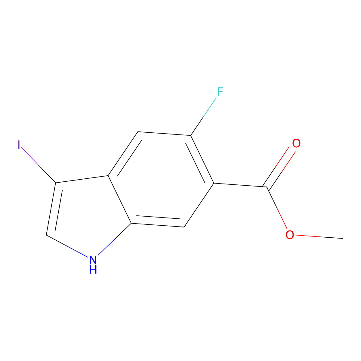 methyl 5-fluoro-3-iodo-1H-indole-6-carboxylate molecular structure, CAS 2227205-01-6