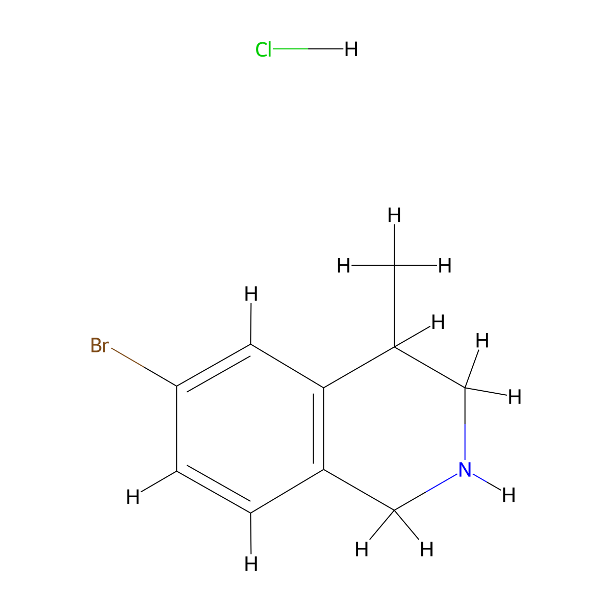 6-Bromo-4-methyl-1,2,3,4-tetrahydroisoquinoline hydrochloride molecular structure, CAS 2227205-04-9