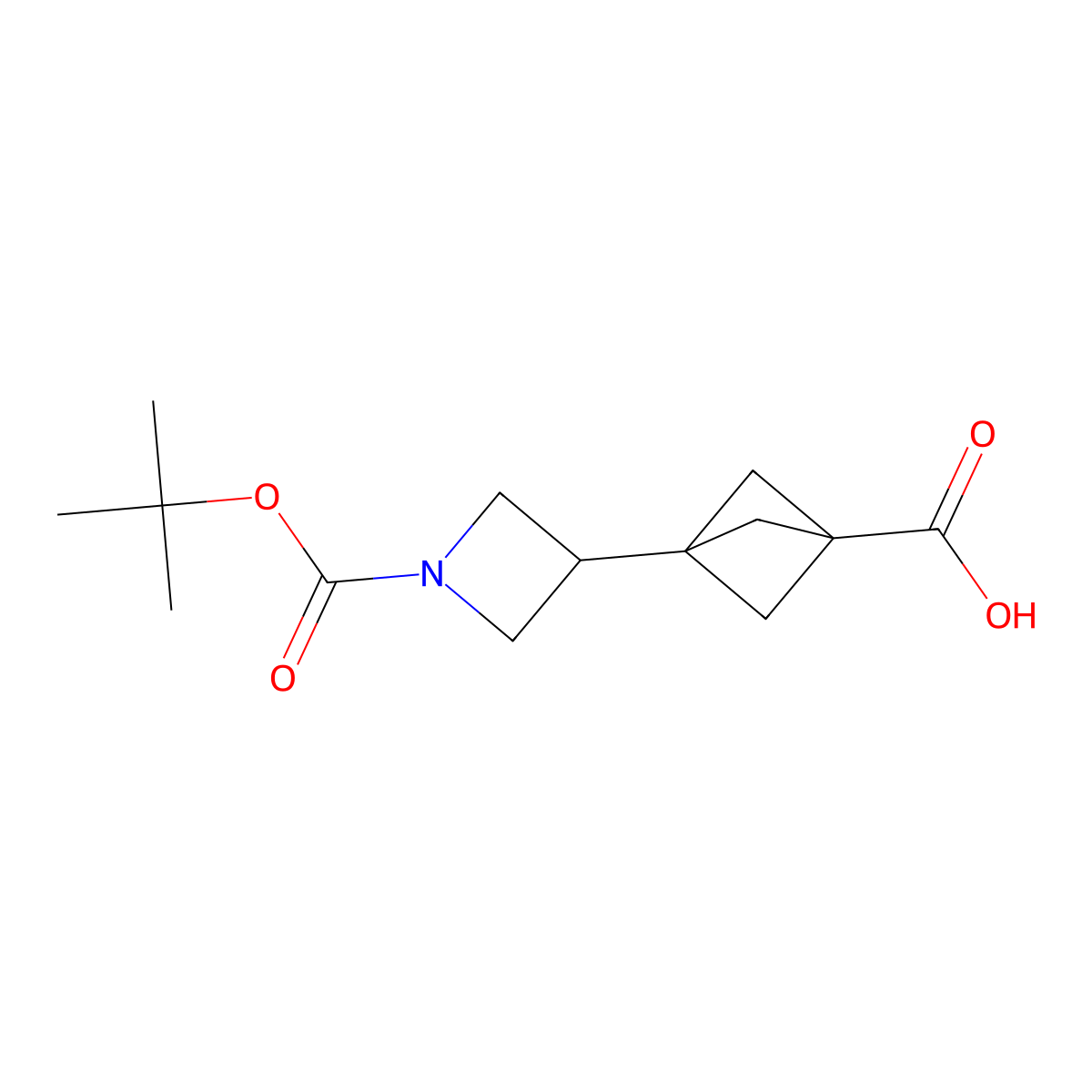 3-{1-[(Tert-butoxy)carbonyl]azetidin-3-yl}bicyclo[1.1.1]pentane-1-carboxylic acid molecular structure, CAS 2227205-20-9