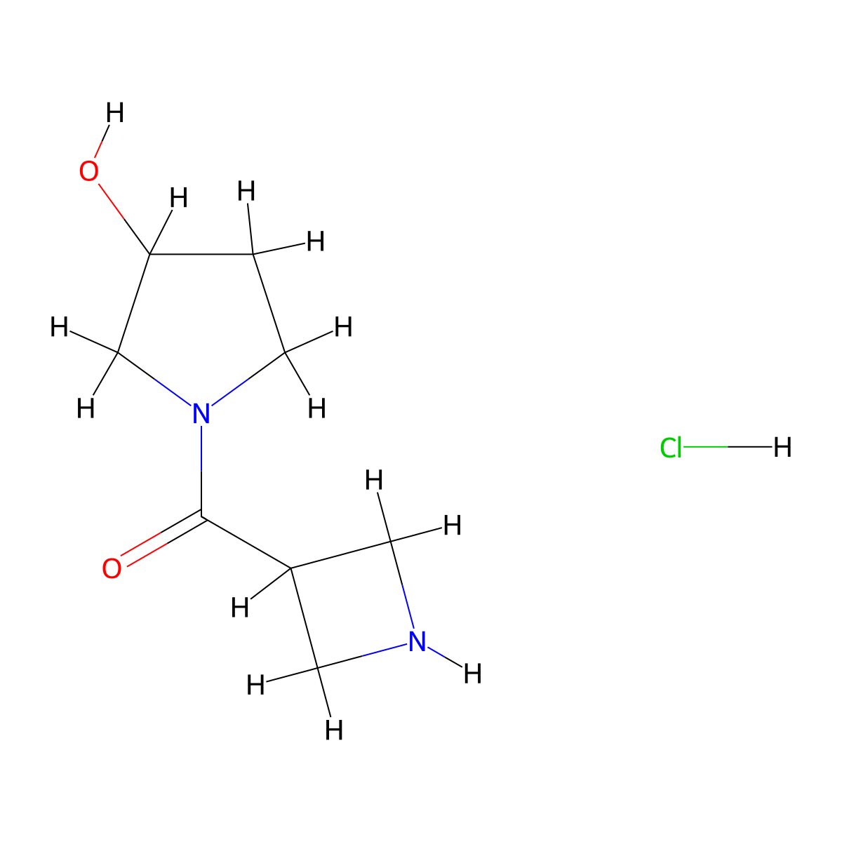 1-(Azetidine-3-carbonyl)pyrrolidin-3-ol hydrochloride molecular structure, CAS 2227205-27-6