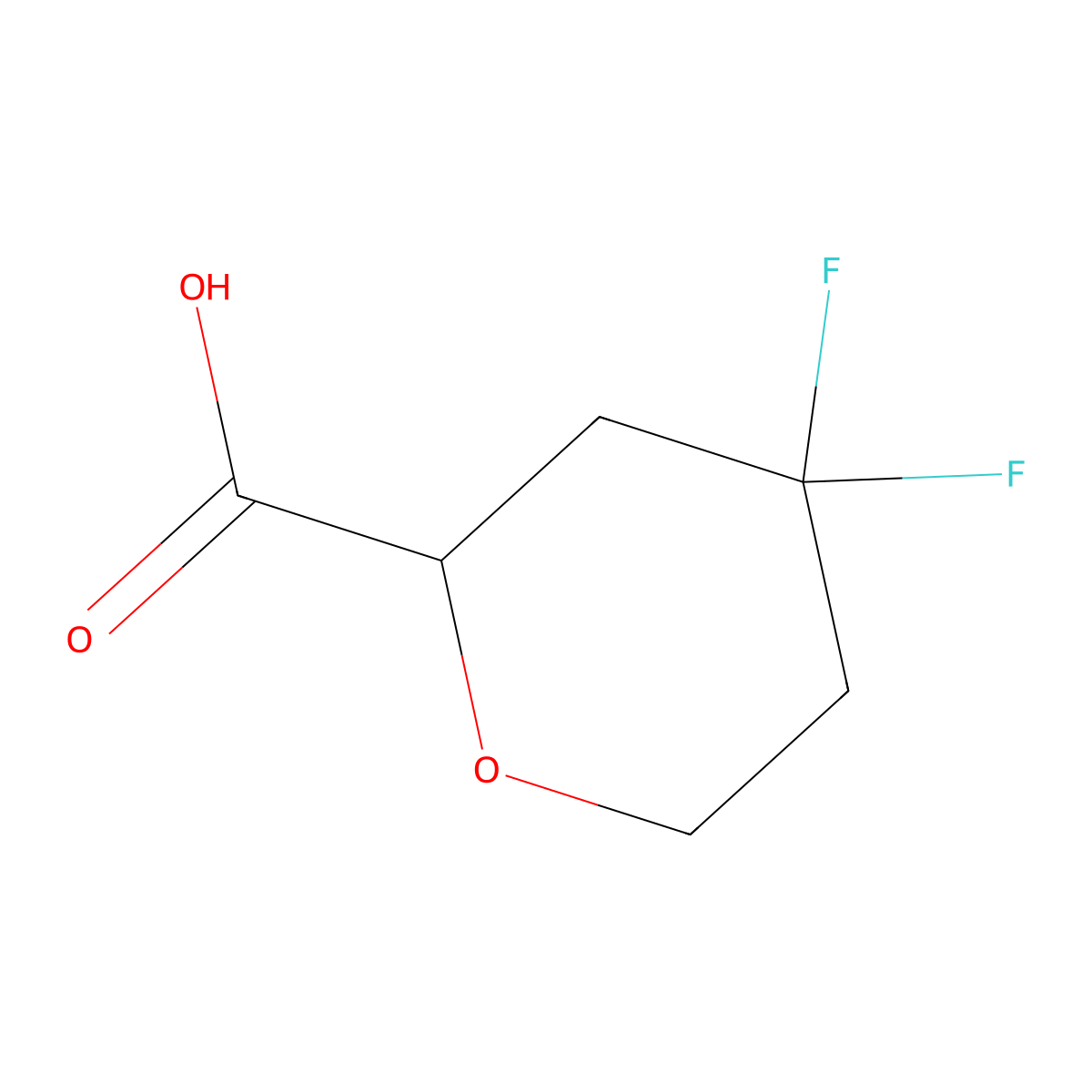 4,4-Difluorotetrahydro-2H-pyran-2-carboxylic acid molecular structure, CAS 2227205-32-3