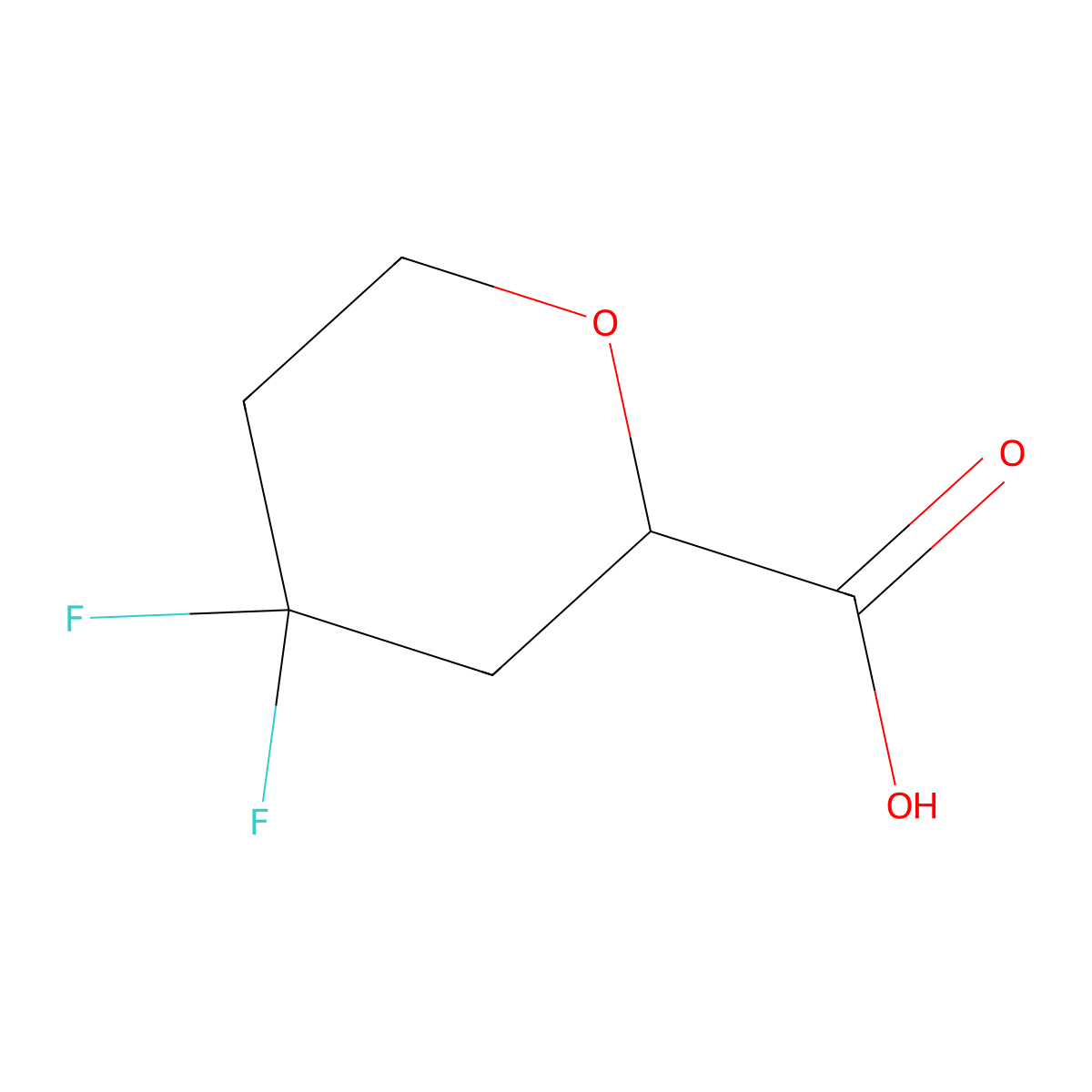 4,4-Difluorotetrahydro-2H-pyran-2-carboxylic acid molecular structure, CAS 2227205-32-3