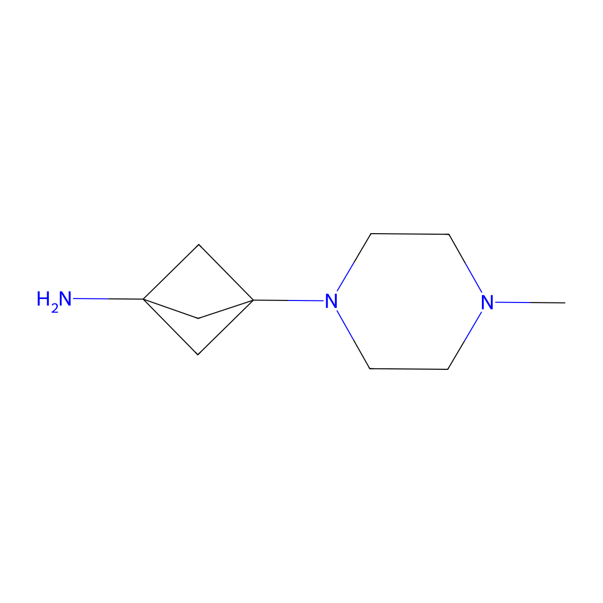 3-(4-Methylpiperazin-1-yl)bicyclo[1.1.1]pentan-1-amine molecular structure, CAS 2227205-33-4