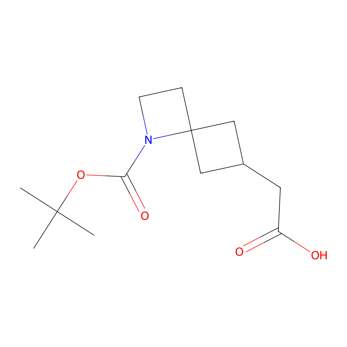 2-(1-(tert-Butoxycarbonyl)-1-azaspiro[3.3]heptan-6-yl)acetic acid molecular structure, CAS 2227205-35-6