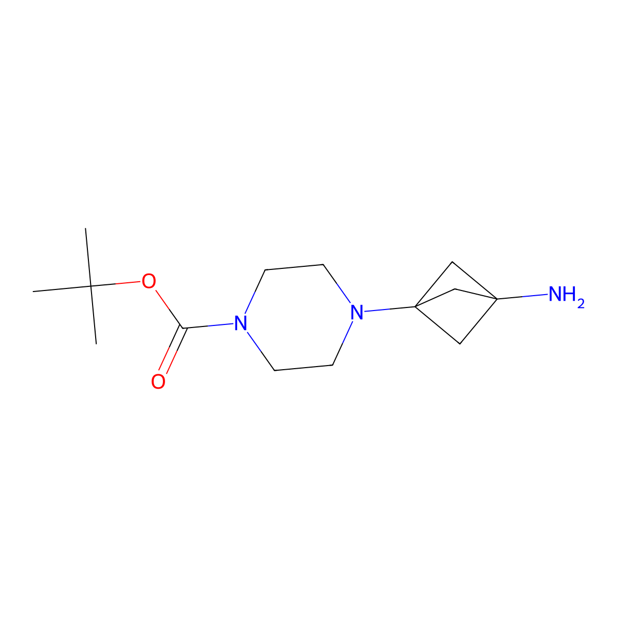 Tert-butyl 4-{3-aminobicyclo[1.1.1]pentan-1-yl}piperazine-1-carboxylate molecular structure, CAS 2227205-38-9