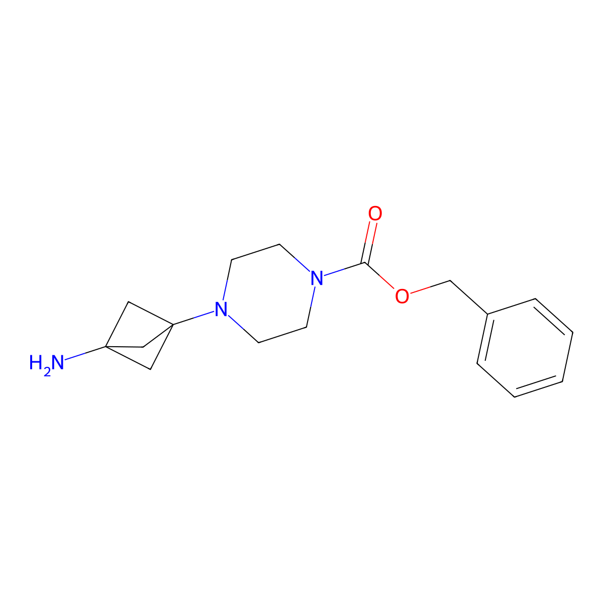 Benzyl 4-(3-aminobicyclo[1.1.1]pentan-1-yl)piperazine-1-carboxylate molecular structure, CAS 2227205-40-3