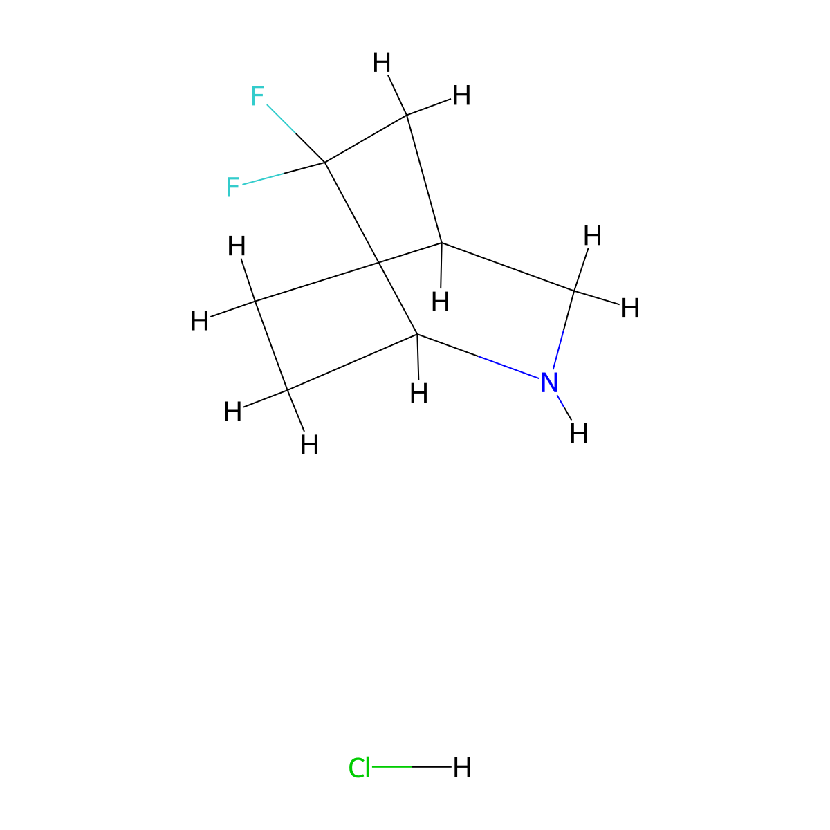 6,6-Difluoro-2-azabicyclo[2.2.2]octane hydrochloride molecular structure, CAS 2227205-51-6
