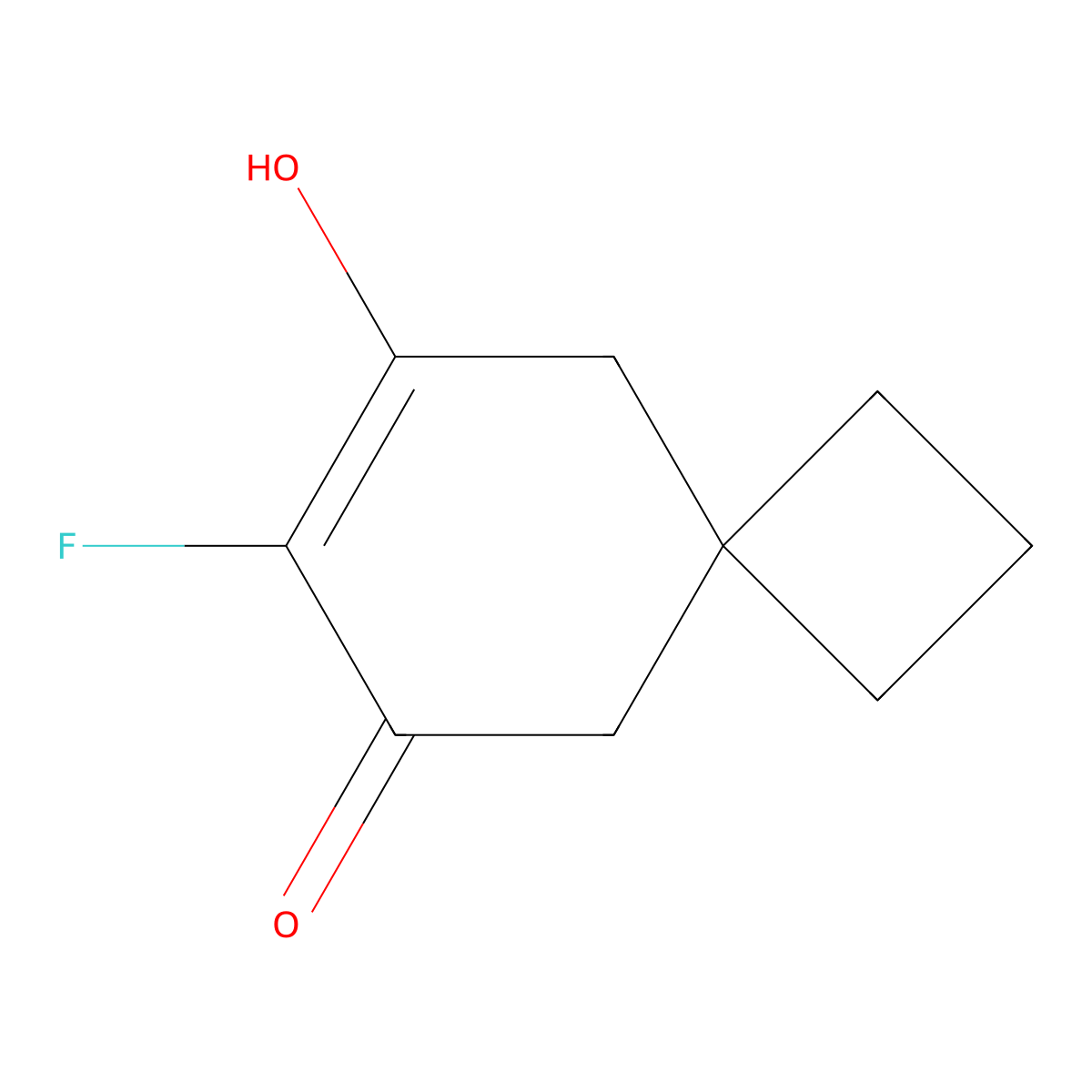 7-Fluoro-8-hydroxyspiro[3.5]non-7-en-6-one molecular structure, CAS 2227205-62-9