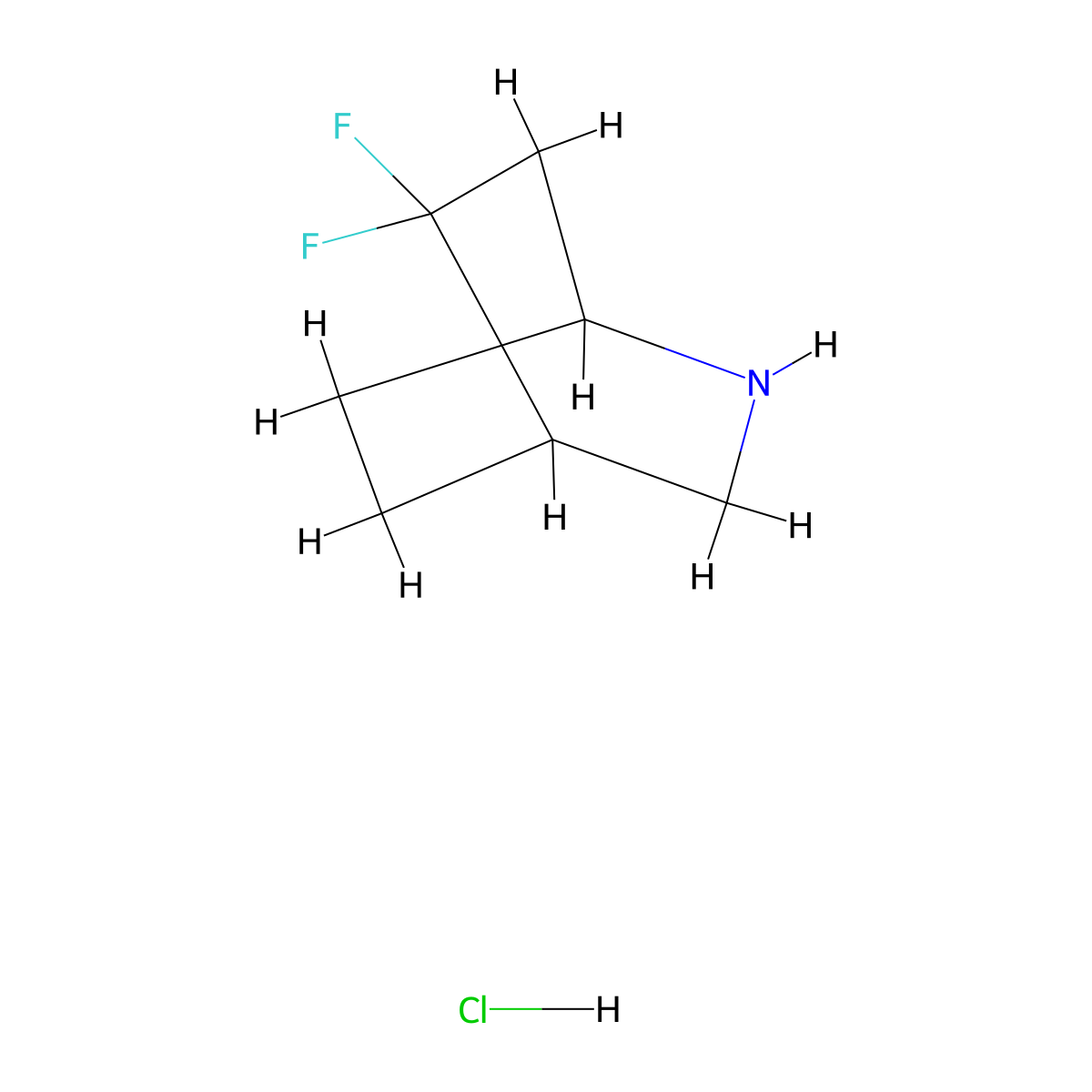 5,5-Difluoro-2-azabicyclo[2.2.2]octane hydrochloride molecular structure, CAS 2227205-66-3