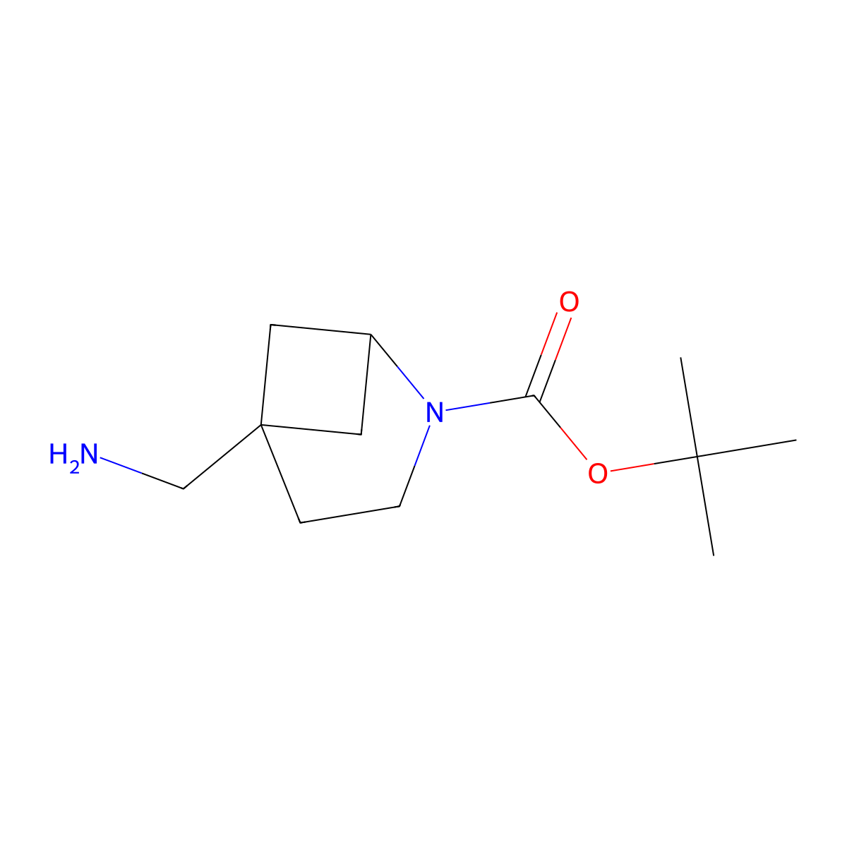 Tert-butyl 5-(aminomethyl)-2-azabicyclo[3.1.1]heptane-2-carboxylate molecular structure, CAS 2227205-85-6