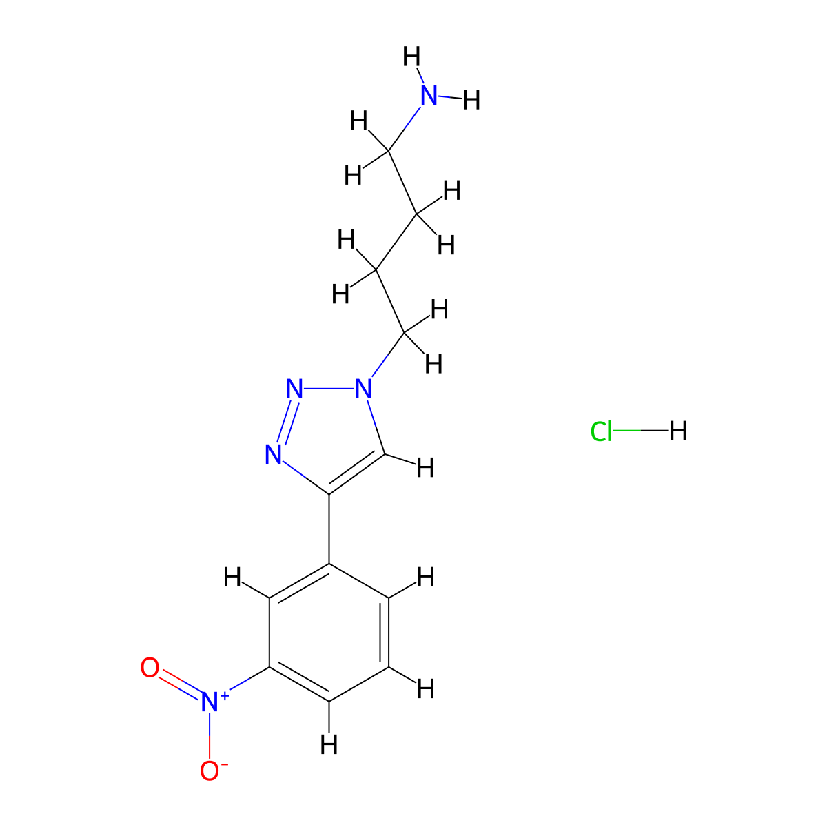 4-[4-(3-nitrophenyl)-1H-1,2,3-triazol-1-yl]butan-1-amine hydrochloride molecular structure, CAS 2227205-98-1
