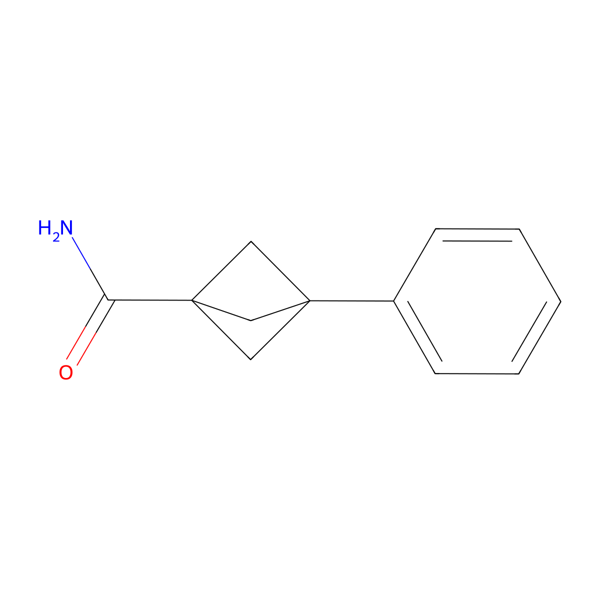 3-Phenylbicyclo[1.1.1]pentane-1-carboxamide molecular structure, CAS 2227206-18-8