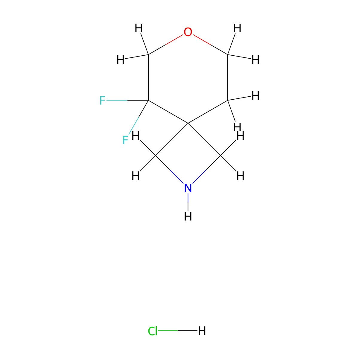 5,5-Difluoro-7-oxa-2-azaspiro[3.5]nonane hydrochloride molecular structure, CAS 2227206-19-9