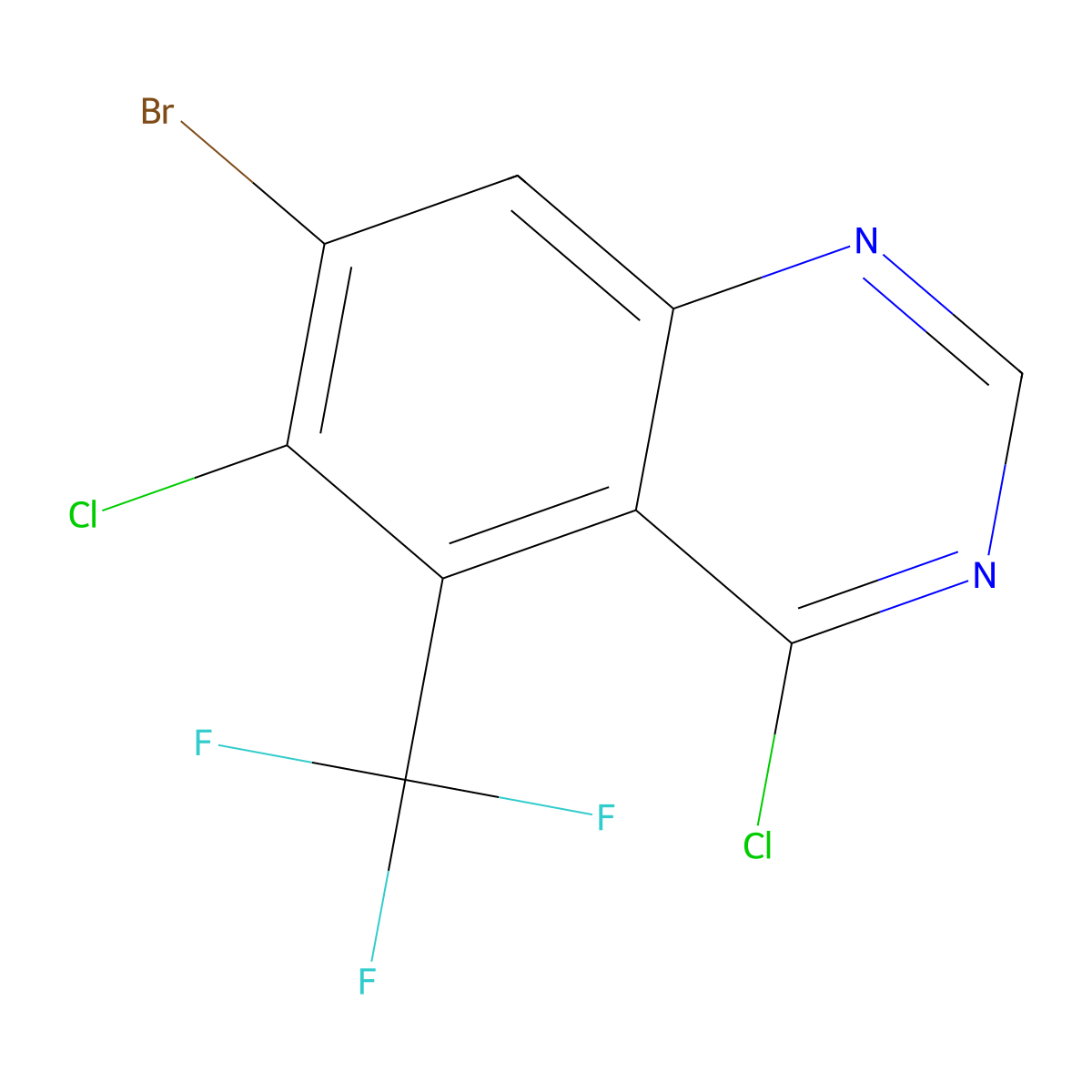 7-Bromo-4,6-dichloro-5-(trifluoromethyl)quinazoline molecular structure, CAS 2227206-25-7