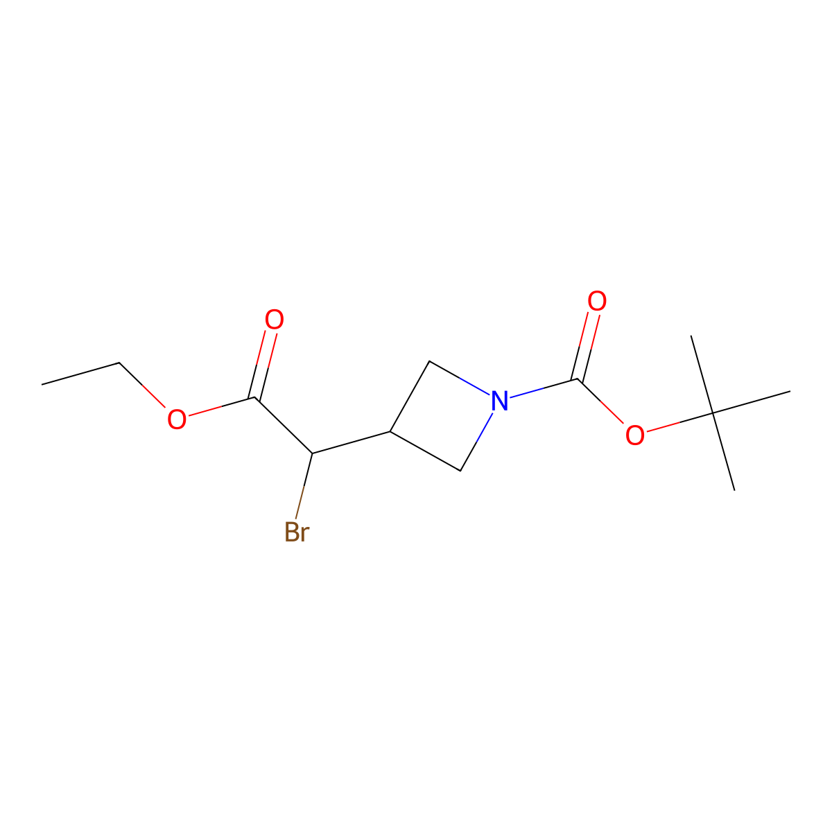Tert-butyl 3-(1-bromo-2-ethoxy-2-oxoethyl)azetidine-1-carboxylate molecular structure, CAS 2227206-31-5