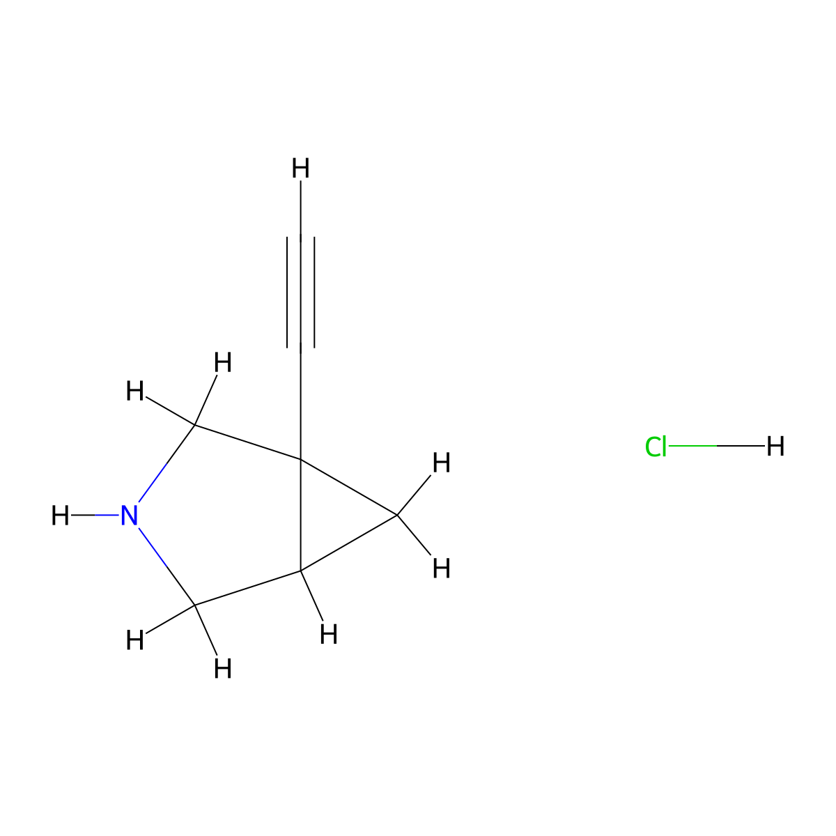 1-Ethynyl-3-azabicyclo[3.1.0]hexane hydrochloride molecular structure, CAS 2227206-44-0