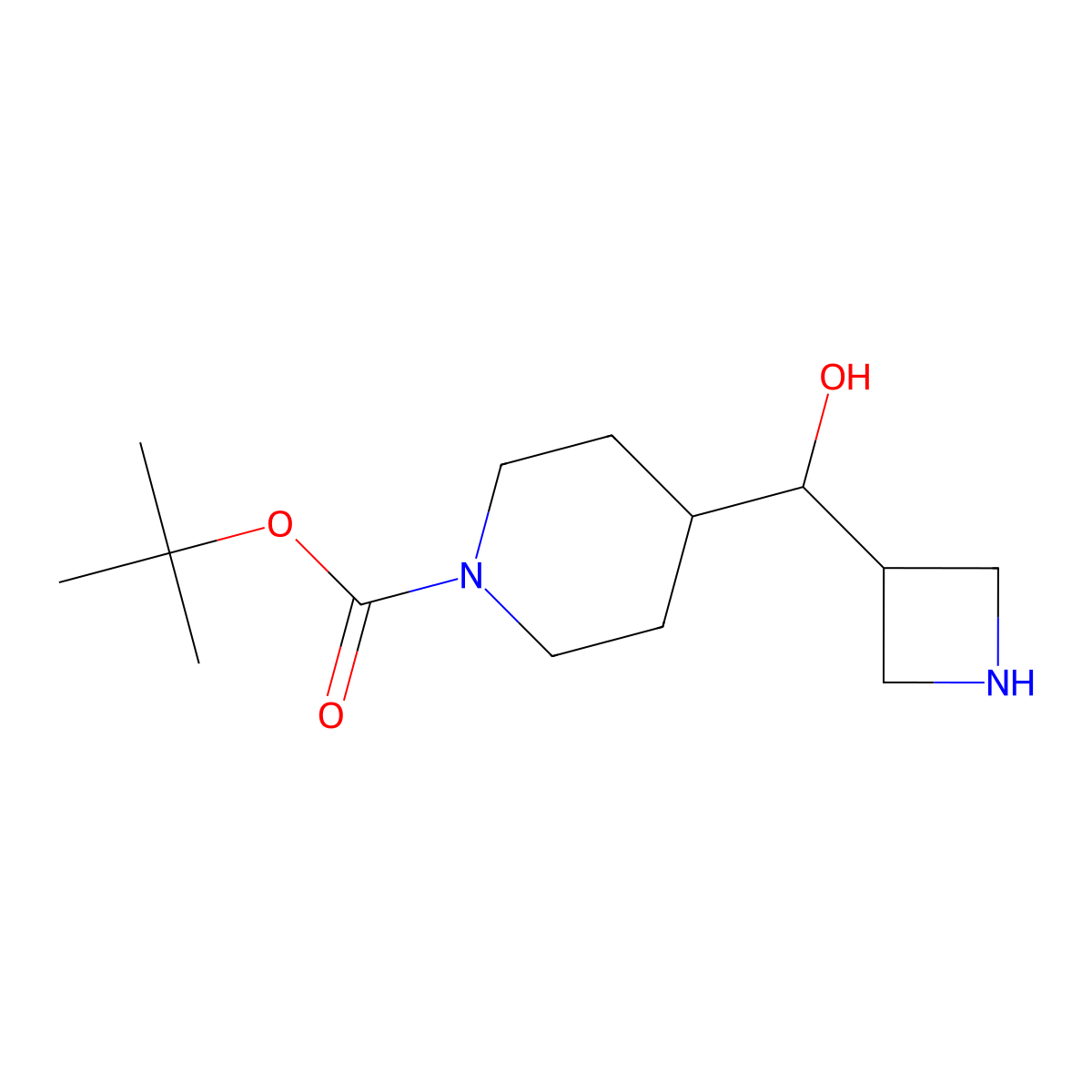 tert-Butyl 4-(azetidin-3-yl(hydroxy)methyl)piperidine-1-carboxylate molecular structure, CAS 2227206-45-1