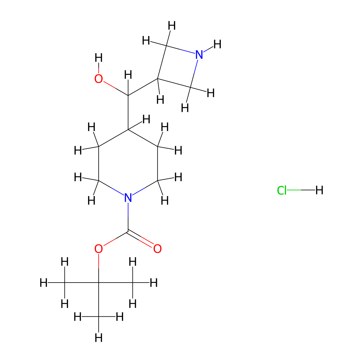 Tert-butyl 4-[(azetidin-3-yl)(hydroxy)methyl]piperidine-1-carboxylate hydrochloride molecular structure, CAS 2227206-46-2