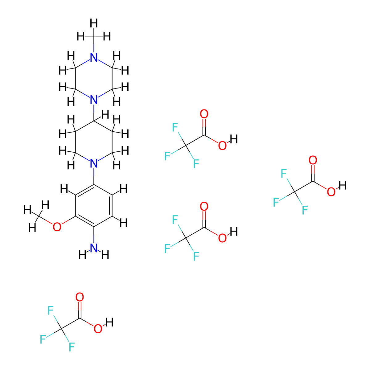 2-Methoxy-4-(4-(4-methylpiperazin-1-yl)piperidin-1-yl)aniline tetrakis(2,2,2-trifluoroacetate) molecular structure, CAS 2227206-49-5