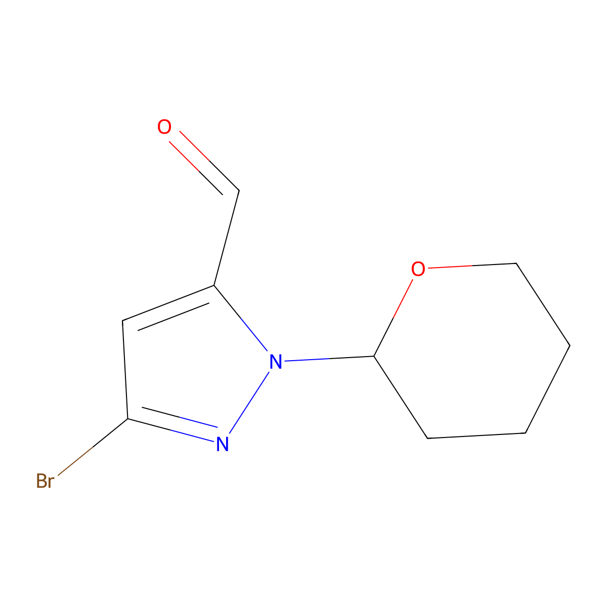 3-bromo-1-(oxan-2-yl)-1H-pyrazole-5-carbaldehyde molecular structure, CAS 2227206-50-8