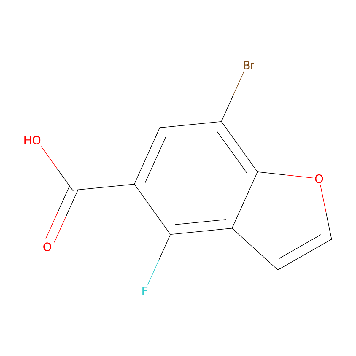 7-Bromo-4-fluoro-1-benzofuran-5-carboxylic acid molecular structure, CAS 2227206-54-2