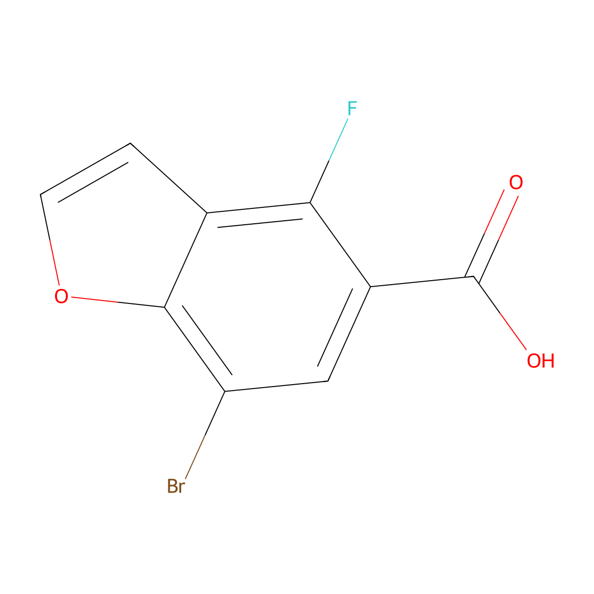 7-Bromo-4-fluoro-1-benzofuran-5-carboxylic acid molecular structure, CAS 2227206-54-2