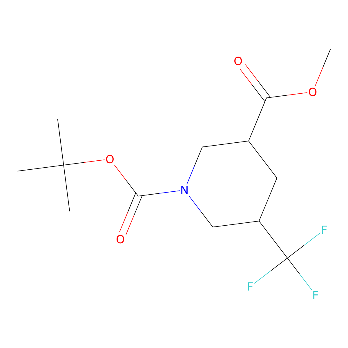 1-tert-Butyl 3-methyl 5-(trifluoromethyl)piperidine-1,3-dicarboxylate molecular structure, CAS 2227206-57-5