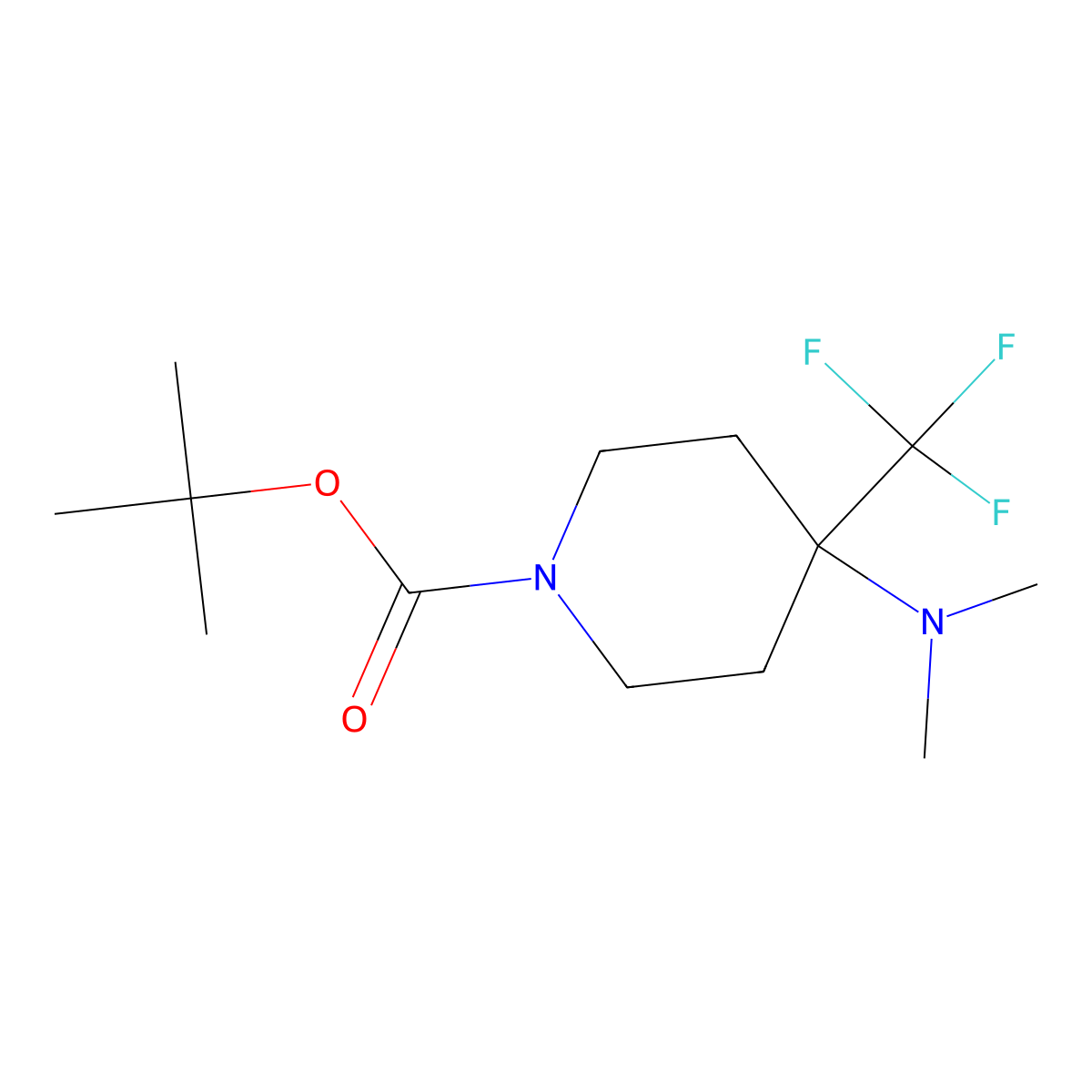 Tert-butyl 4-(dimethylamino)-4-(trifluoromethyl)piperidine-1-carboxylate molecular structure, CAS 2227206-58-6