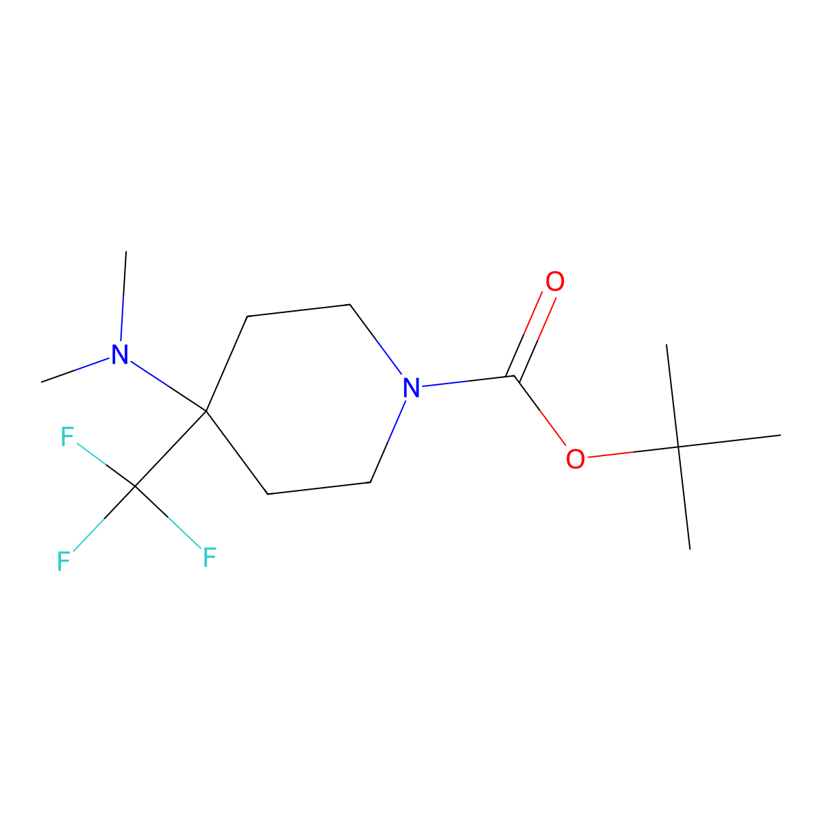 Tert-butyl 4-(dimethylamino)-4-(trifluoromethyl)piperidine-1-carboxylate molecular structure, CAS 2227206-58-6
