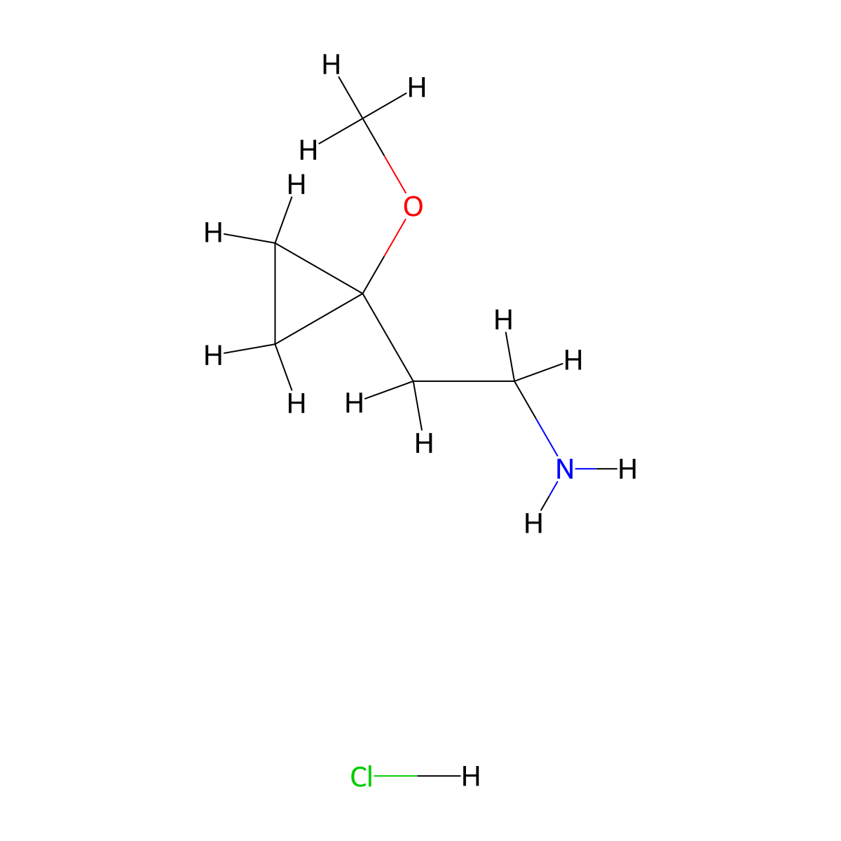 2-(1-Methoxycyclopropyl)ethan-1-amine hydrochloride molecular structure, CAS 2227206-60-0