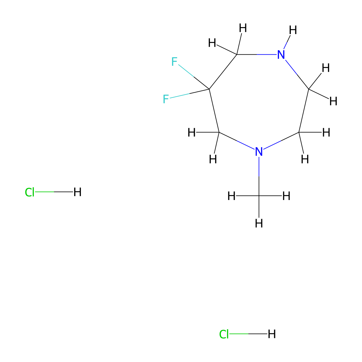 6,6-Difluoro-1-methyl-1,4-diazepane dihydrochloride molecular structure, CAS 2227206-69-9