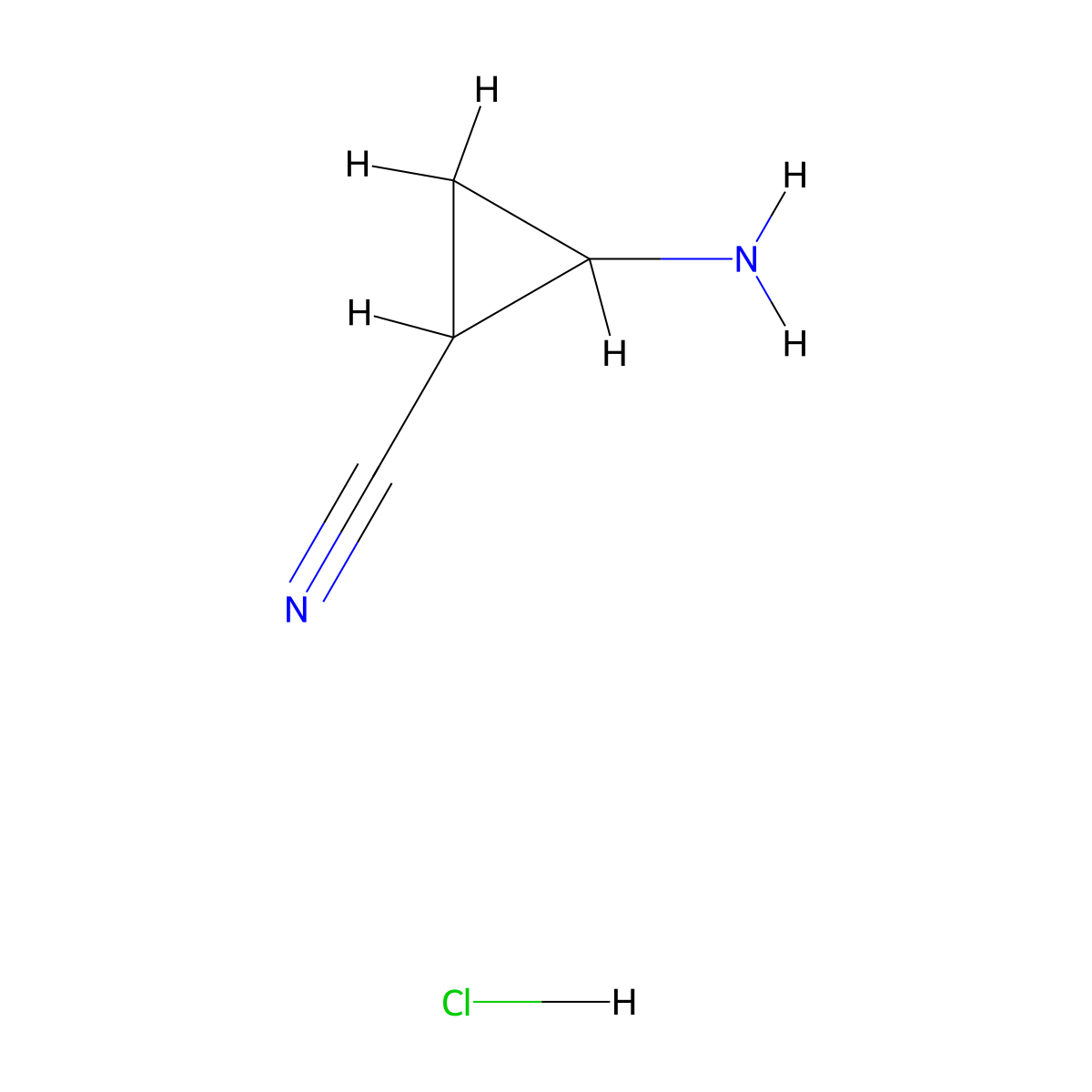 2-Aminocyclopropane-1-carbonitrile hydrochloride molecular structure, CAS 2227206-70-2
