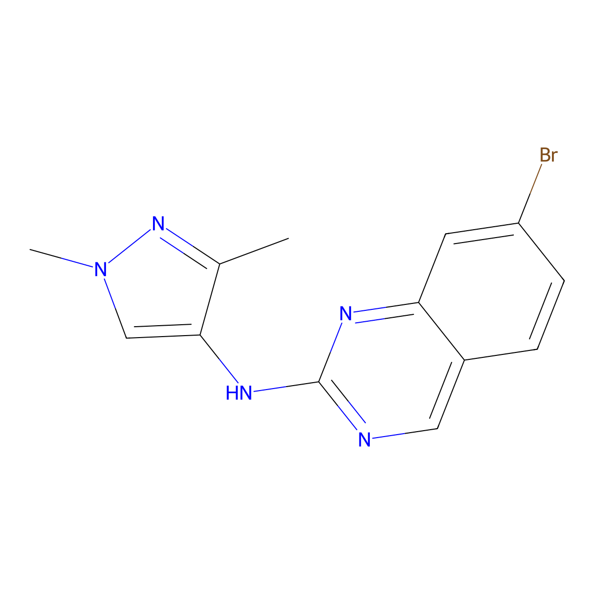 7-Bromo-N-(1,3-dimethylpyrazol-4-YL)quinazolin-2-amine molecular structure, CAS 2227206-75-7