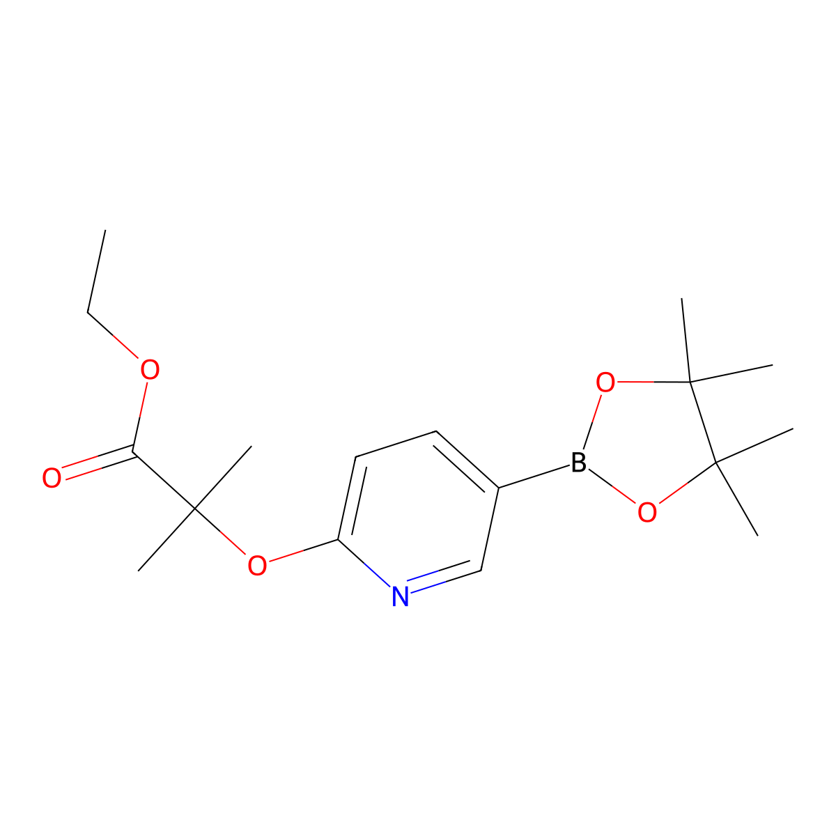 (6-((1-Ethoxy-2-methyl-1-oxopropan-2-YL)oxy)pyridin-3-YL)boronic acid pinacol ester molecular structure, CAS 2227245-91-0