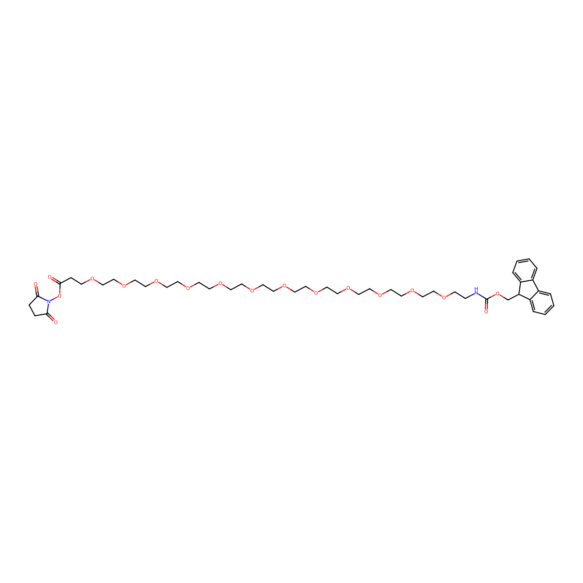 Fmoc-PEG12-NHS ester molecular structure, CAS 2227246-92-4