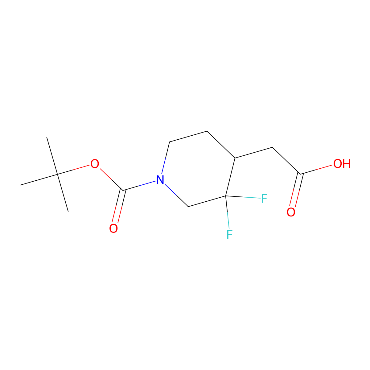 (S)-2-(1-(tert-butoxycarbonyl)-3,3-difluoropiperidin-4-yl)acetic acid molecular structure, CAS 2227252-55-1