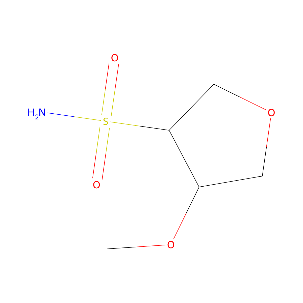 (3S,4R)-4-Methoxytetrahydrofuran-3-sulfonamide molecular structure, CAS 2227257-17-0