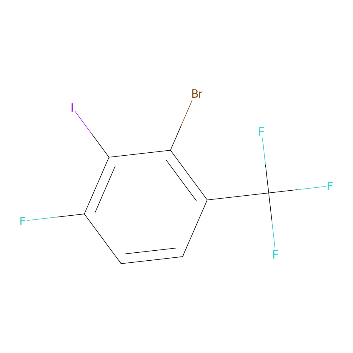 2-Bromo-4-fluoro-3-iodobenzotrifluoride molecular structure, CAS 2227272-51-5