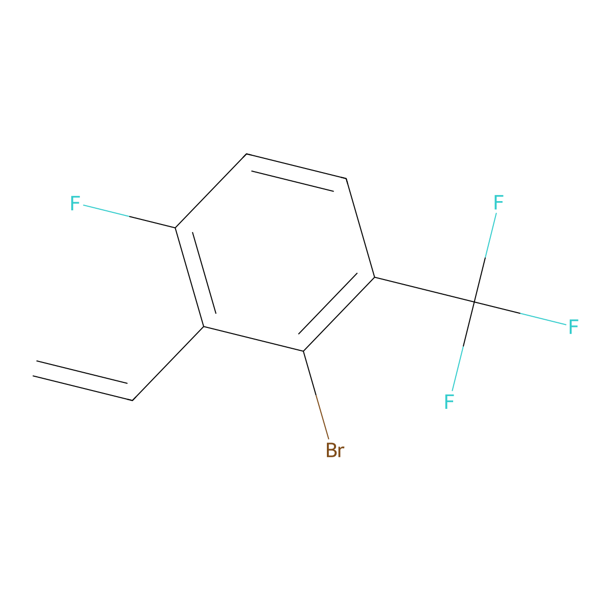 2-Bromo-4-fluoro-1-(trifluoromethyl)-3-vinylbenzene molecular structure, CAS 2227272-52-6