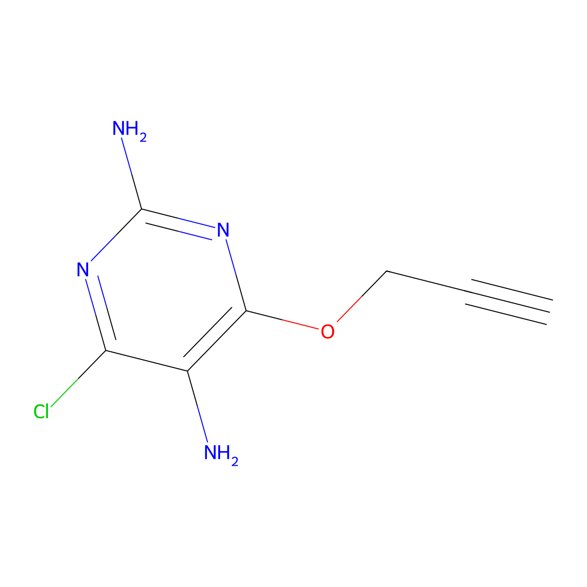 4-Chloro-6-prop-2-ynoxypyrimidine-2,5-diamine molecular structure, CAS 2227272-62-8