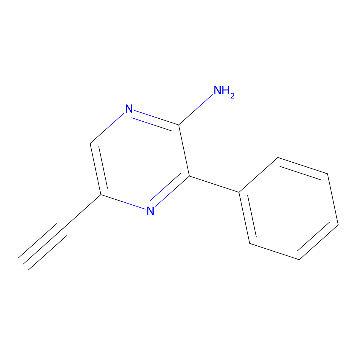 5-Ethynyl-3-phenylpyrazin-2-amine molecular structure, CAS 2227272-78-6