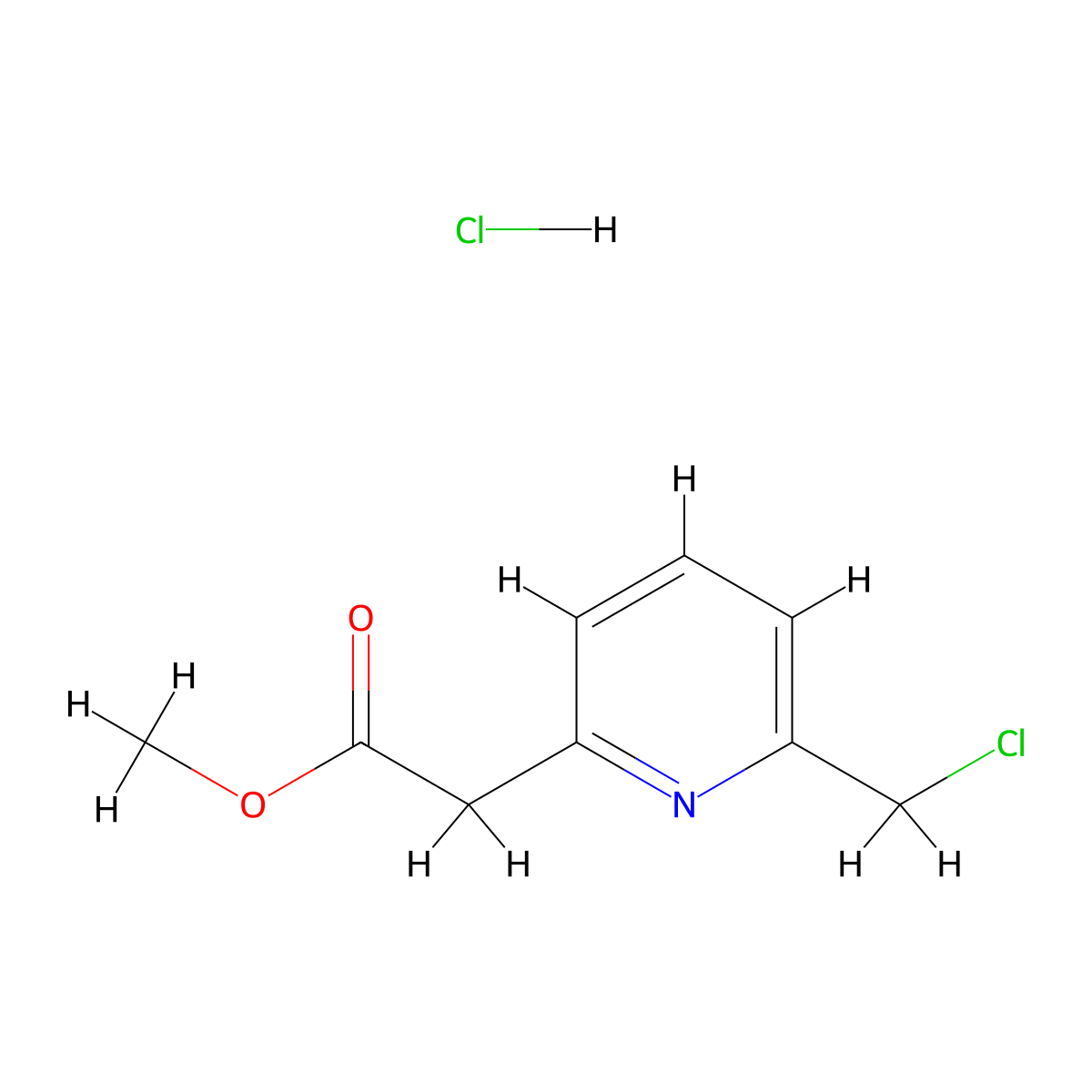 Methyl 2-[6-(chloromethyl)-2-pyridyl]acetate hydrochloride molecular structure, CAS 2227272-88-8