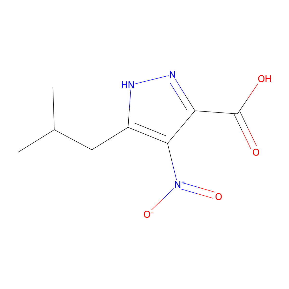5-Isobutyl-4-nitro-1H-pyrazole-3-carboxylic Acid molecular structure, CAS 222729-55-7