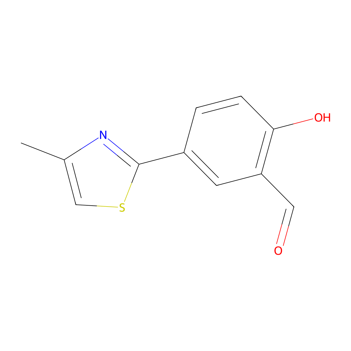 2-Hydroxy-5-(4-methylthiazol-2-yl)benzaldehyde molecular structure, CAS 2227293-68-5