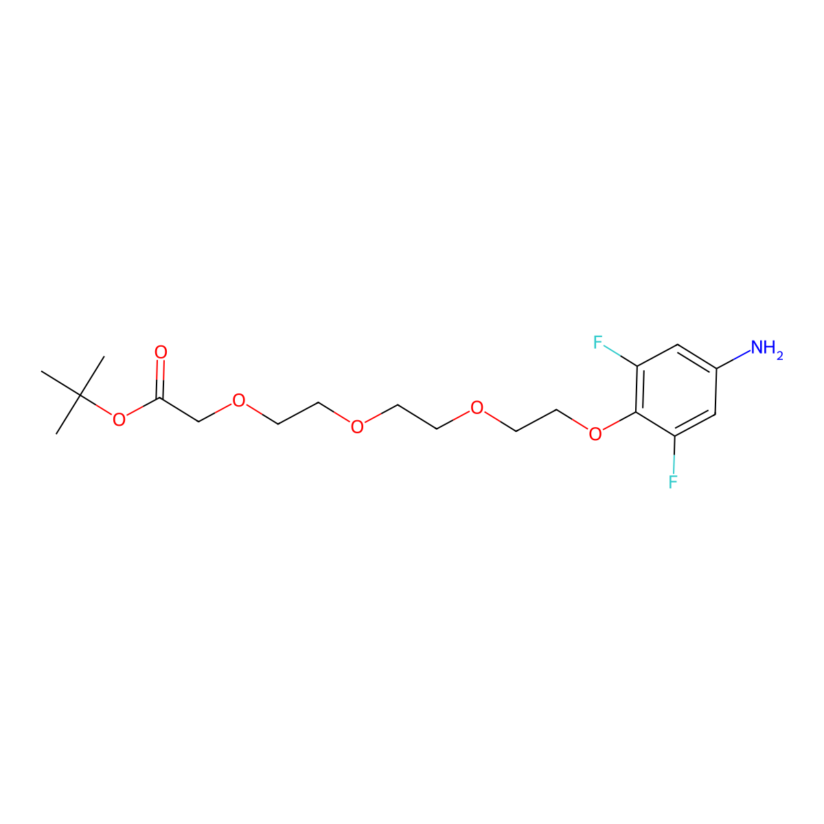 tert-Butyl 2-(2-(2-(2-(4-amino-2,6-difluorophenoxy)ethoxy)ethoxy)ethoxy)acetate molecular structure, CAS 2227348-91-4