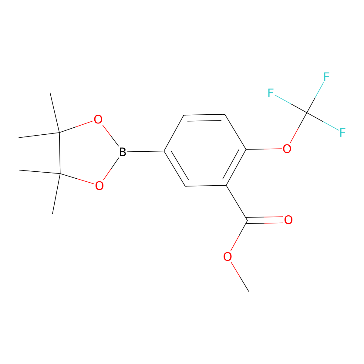 Methyl 5-(tetramethyl-1,3,2-dioxaborolan-2-yl)-2-(trifluoromethoxy)benzoate molecular structure, CAS 2227365-50-4