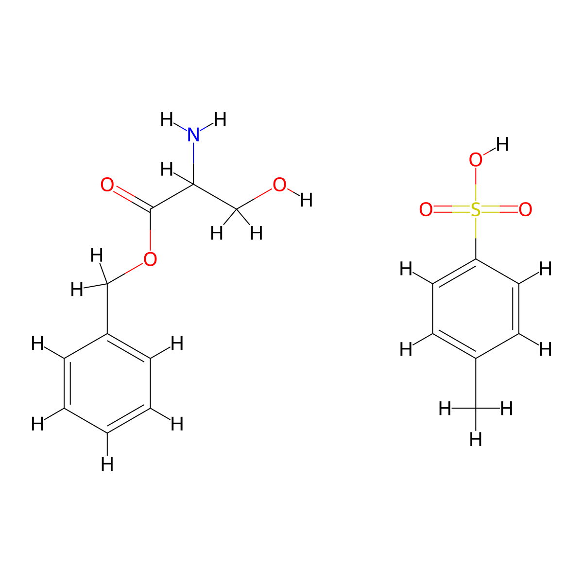 Benzyl 2-amino-3-hydroxypropanoate 4-methylbenzenesulfonate molecular structure, CAS 222739-29-9