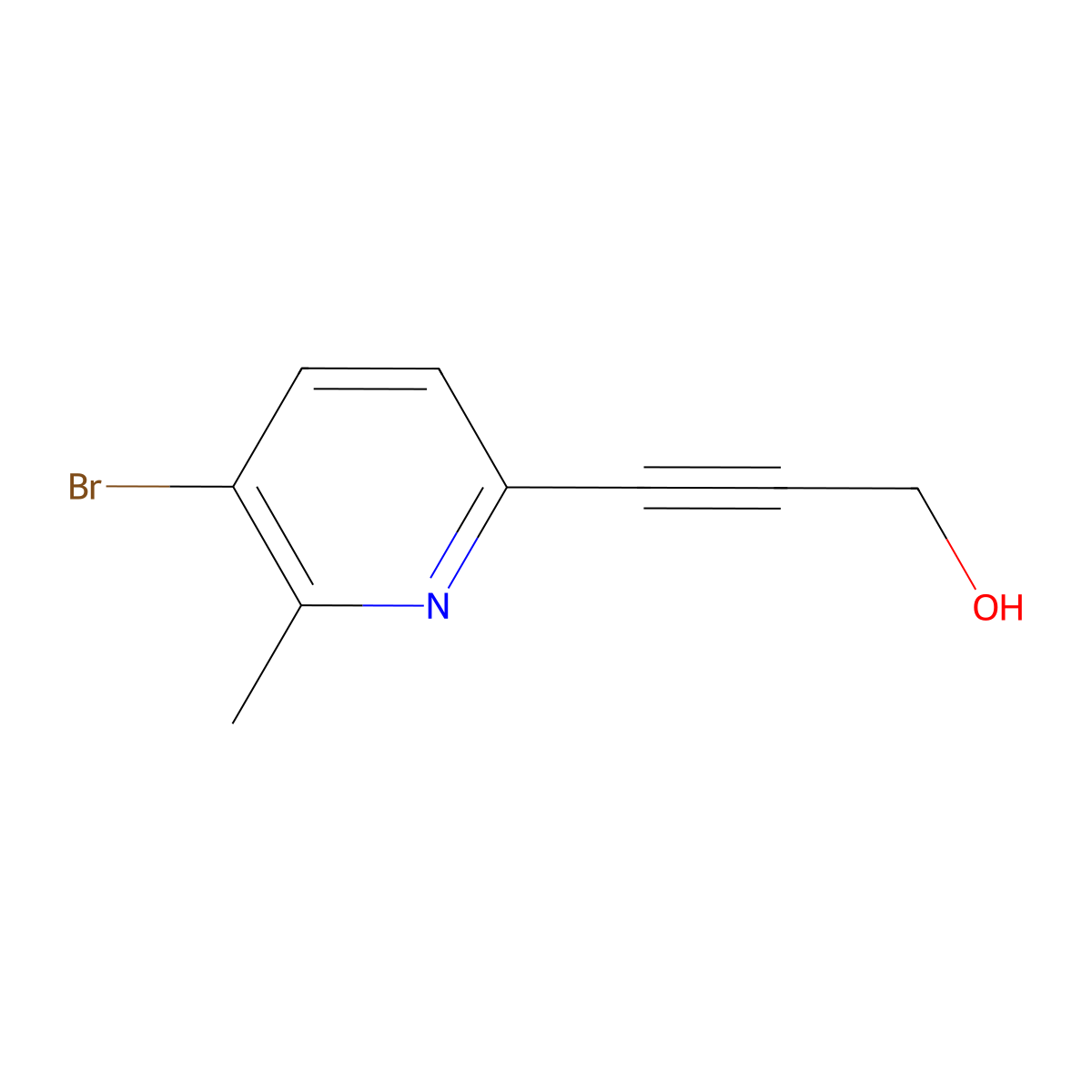 3-(5-Bromo-6-methylpyridin-2-yl)prop-2-yn-1-ol molecular structure, CAS 2227448-95-3
