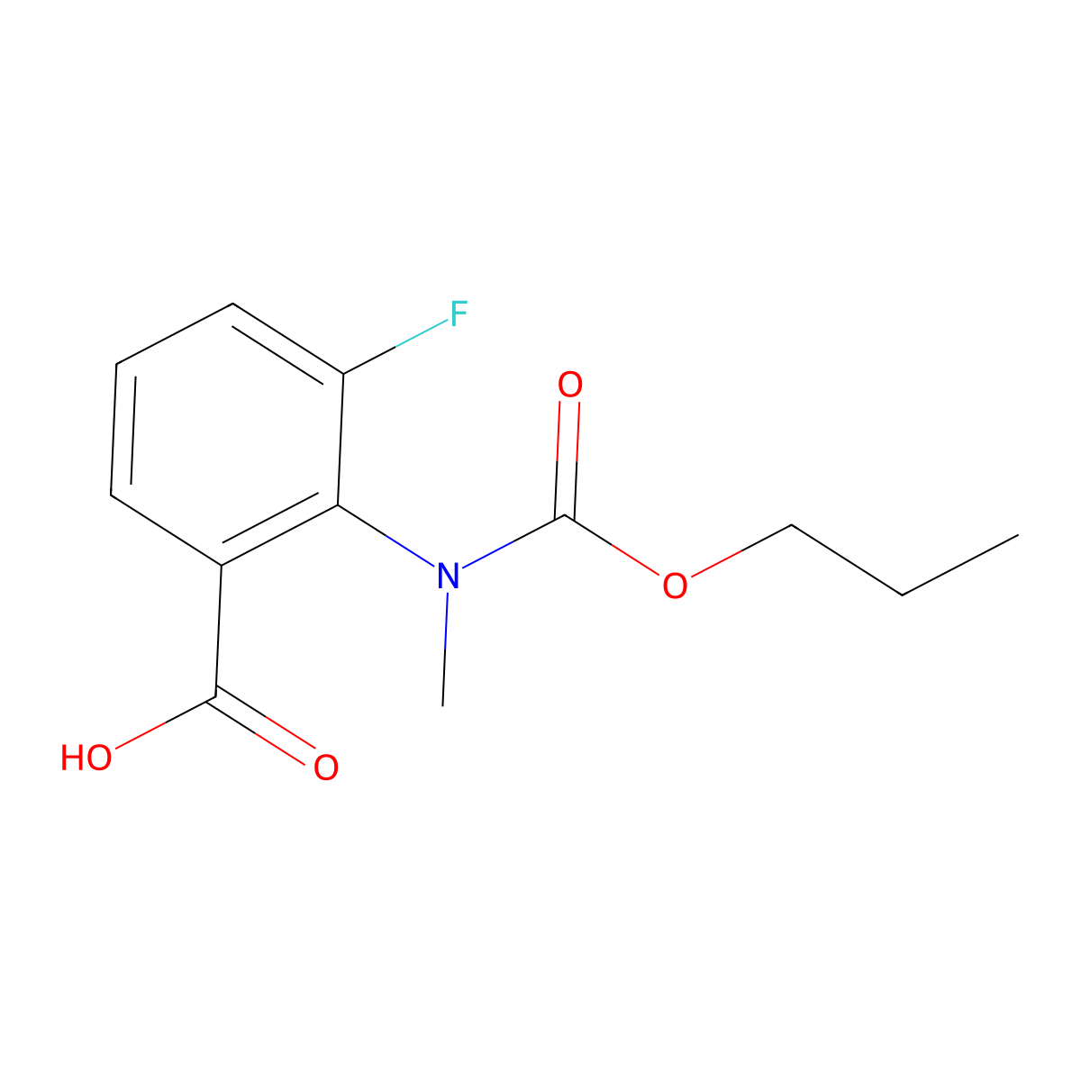3-Fluoro-2-(methyl-propoxycarbonyl-amino)-benzoicacid molecular structure, CAS 2227456-66-6