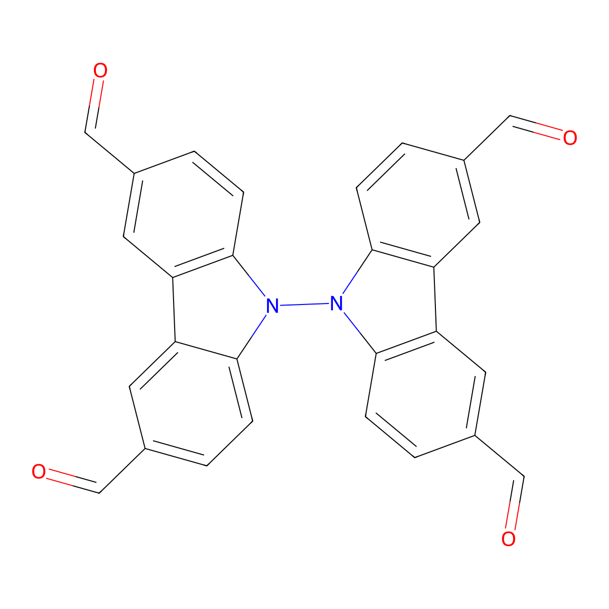 [9,9'-Bicarbazole]-3,3',6,6'-tetracarbaldehyde molecular structure, CAS 2227477-88-3